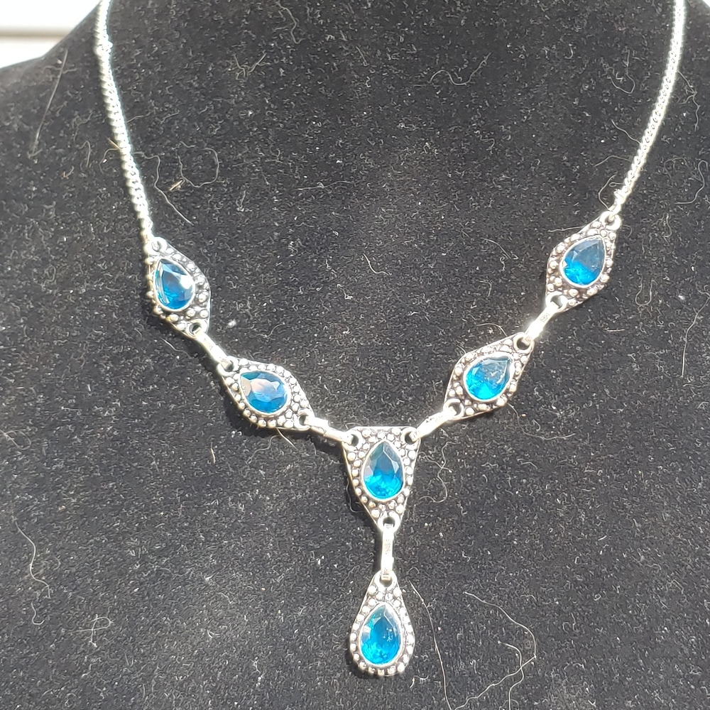 Silver Plated and London Blue Topaz Necklace